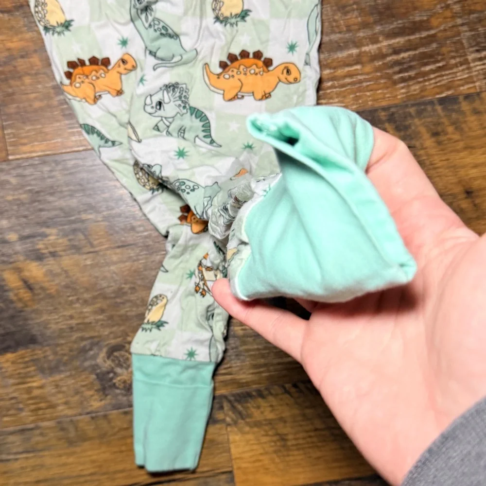 Unbranded Kids Mint Dinosaur One-Piece Sleeper